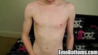 This sexy emo twink is jerking his big cock off - porn video
