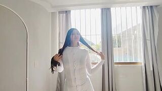 Stepsister dressed as an evil nurse fucks her stepbrother in a hotel room - porn video