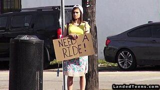 Teen hitchhiker fucks huge dick outdoor POV - porn video