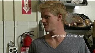 Restaurant gay worker tied and fucked - porn video