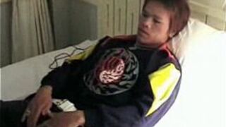 Gay Asian Twink Jerk on TV - porn video