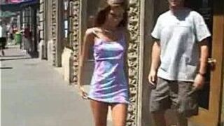 Tight Brunette Shows All in Public - porn video