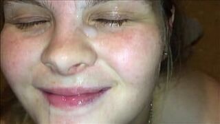 Teen babe get recorded by guy Iphone giving amazing blowjob and taking a huge cum facial - porn video